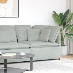 Módulo de canto para sofá modular com almofadas, cinza claro, 100 cm