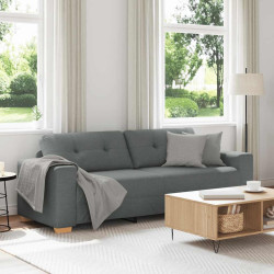 Sofá de 3 lugares, cinza escuro, 220x78x80 cm, em tecido