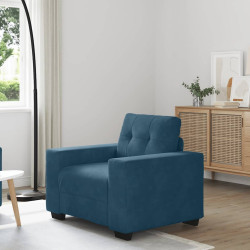 Poltrona de veludo azul, 100x78x80 cm