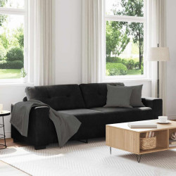 Sofá de 3 lugares, preto, 220x78x80 cm, veludo