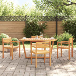 Mesa de jantar oval para jardim, 150x90x75 cm, madeira maciça de acácia