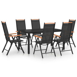 7 Pcs conjunto de jantar para jardim alumínio preto