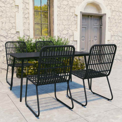 5 Pcs conjunto de jantar para exterior vime PE e vidro