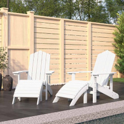 Cadeiras de jardim adirondack c/ apoio de pés 2 pcs pead branco