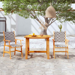 3 Pcs conjunto de jantar para jardim madeira de acácia maciça