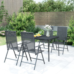 5 Pcs conjunto de jantar para jardim aço antracite