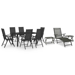 10 Pcs conjunto de jantar para jardim preto e antracite