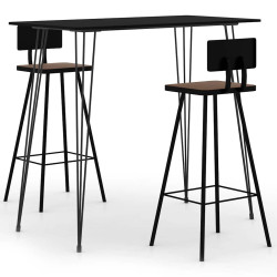 3 Pcs conjunto de bar preto
