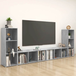 Móveis de TV 4 pcs 107x35x37 cm contraplacado cinzento cimento