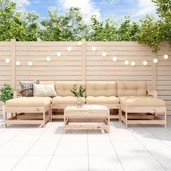 7 Pcs conjunto lounge de jardim pinho maciço