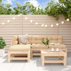 5 Pcs conjunto lounge de jardim madeira de pinho maciça