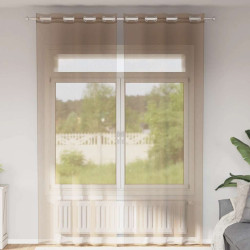 Cortinas de voile com ilhós 2 pcs castanho-claro