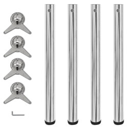 4 Pernas de mesa, altura ajustável, cromo 710 mm