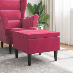Banco com pernas de madeira veludo vermelho tinto