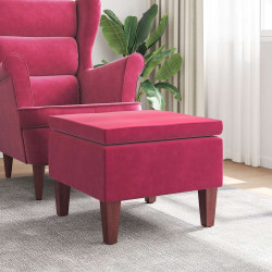 Banco com pernas de madeira veludo vermelho tinto