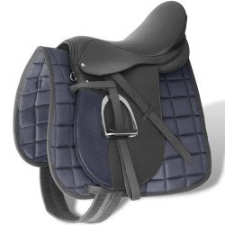 Sela para equitação 16", couro natural 14 cm 5-in-1 / preta