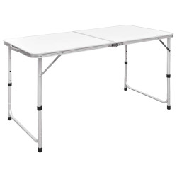 Mesa de campismo dobrável c/ altura regulável alumínio 120x60cm