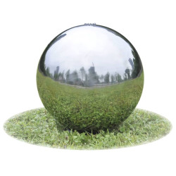 Fonte esfera com leds para jardim 30 cm aço inoxidável