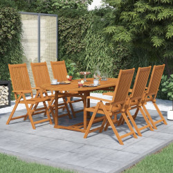 7 Pcs conjunto de jantar exterior madeira acácia maciça 150-200 cm