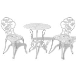 3 Pcs conjunto bistrô alumínio fundido branco