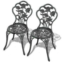 Cadeiras de bistrô 2 pcs alumínio fundido verde