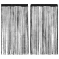 Cortinas de fios 2 pcs 100x250 cm preto