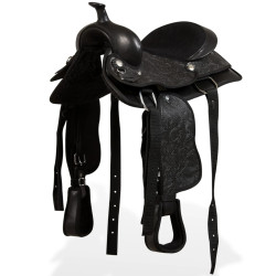 Sela western, cabresto e peitoral em couro genuíno 13" preto