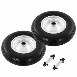 Rodas carrinho de mão c/ eixos 2 pcs pu sólido 4.00-8 390 mm
