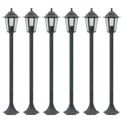 Candeeiros pé p/ jardim 6 pcs e27 110 cm alumínio verde escuro