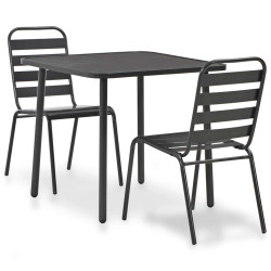 3 Pcs conjunto bistrô aço cinzento escuro
