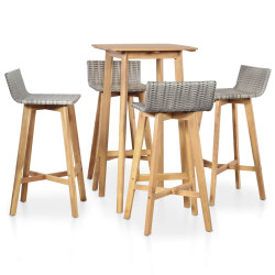 5 Pcs conjunto de jantar exterior madeira acácia maciça