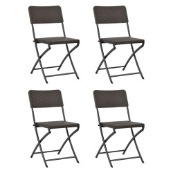 Cadeiras de jardim dobráveis 4 pcs pead e aço castanho
