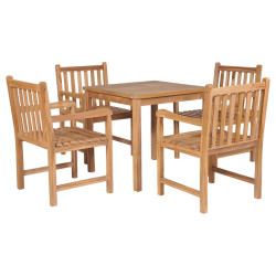 5 Pcs conjunto de jantar para exterior madeira de teca maciça