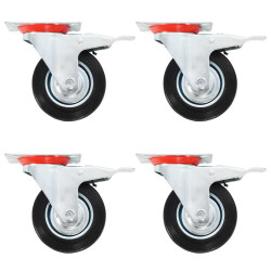 Rodas giratórias com travões duplos 4 pcs 100 mm