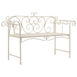 Banco de jardim 132 cm metal antigo branco