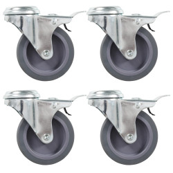 Rodas giratórias orif. p/ parafuso e travões duplos 4 pcs 75mm