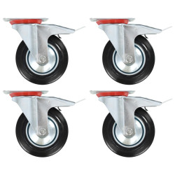 Rodas giratórias com travões duplos 4 pcs 160 mm