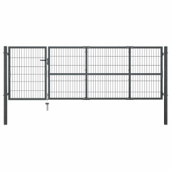 Portão de jardim com postes em aço 350x100 cm antracite.