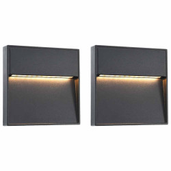 Candeeiros LED de parede exterior 2 pcs 3 w quadrado preto