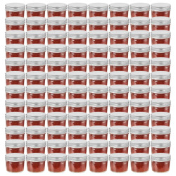 Frascos de vidro com tampas prateadas 96 pcs 110 ml