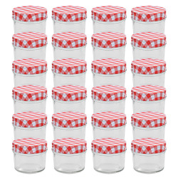 Frascos de vidro com tampas brancas e vermelhas 24 pcs 110 ml