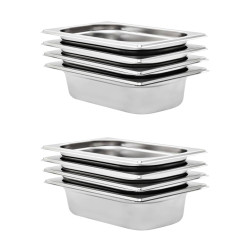 Recipientes gastronorm 8 pcs gn 1/4 65 mm aço inoxidável