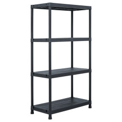 Estante de arrumação 100 kg 60x30x138 cm plástico preto