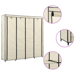 Roupeiro com 4 compartimentos 175x45x170 cm cor creme