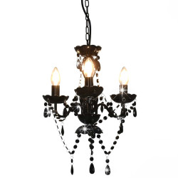 Lustre com contas redondo 3 x e14 preto
