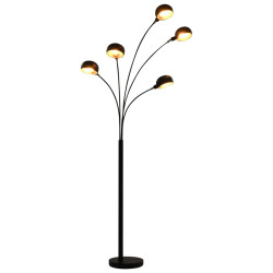 Candeeiro de pé alto 200 cm 5 x e14 preto e dourado