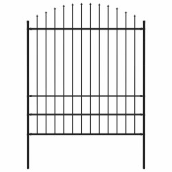Cerca de jardim com topo em forma de lança em aço 181x200 cm, preta