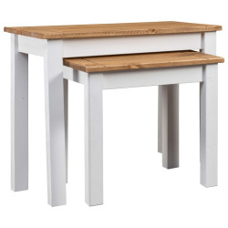 Mesas de encastrar 2 pcs madeira de pinho maciça panama branco