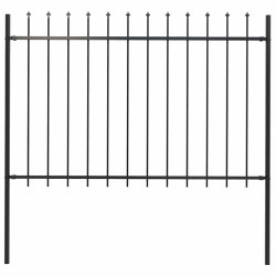 Cerca de jardim woerden com ponta em forma de lança, em aço, 170 x 120 cm, preto