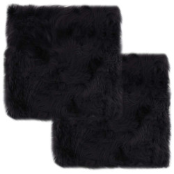 Almofadas cadeira 2 pcs 40x40cm pele carneiro cinzento-escuro